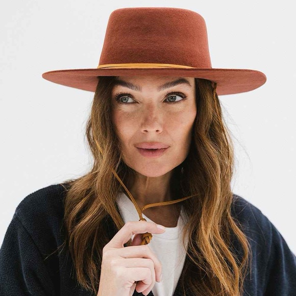 GIGI PIP Burnt Orange Wren Wide-Brim Fedora with Tan Trim - Picture 5 of 13